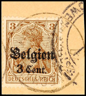 3 C A. 3 Pf Ockerbraun, Abstandstype II, Auf Briefstück, Tadellos, Geprüft Hey BPP, Katalog: 11aII... - Otros & Sin Clasificación