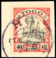 HO 25.4 Auf 40 Pfg Kaiseryacht Auf Briefstück, Gepr. Steuer BPP, Katalog: 13 BSHO 25. 4 On 40 Pfg Imperial... - Togo