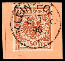 50 Pf. A. Leinenbriefstück KLEIN-POPO (25 Mm), Gepr. Bothe BPP, Katalog: V50d BS50 Pf. On Linen Cut Small... - Togo