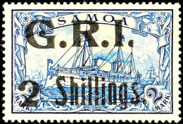 2 Shillings Auf 2 Mk Schwärzlichblau Mit Sehr Seltener Abart: "Punkt Hinten I Von G.R.I. Rechts... - Samoa