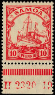 10 Pfg Kaiseryacht, Unterrandstück Mit HAN H 2320.19, Tadellos Postfrisch, Mi. 60.-, Katalog: 22HAN **10... - Samoa