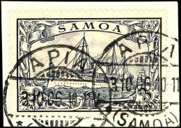 1900, 3 M. Tadellos Gest. APIA Auf Briefstück, Gepr. Steuer BPP, Mi. 170,--, Katalog: 18 O, BFst.1900, 3... - Samoa