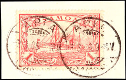 1 Mark Kaiseryacht Rot Tadellos Auf Briefstück, Gepr. Fischer, Mi. 70.-, Katalog: 16 BS1 Mark Imperial... - Samoa