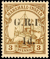 1 D Auf 3 Pf. Postfrisch, 2-3 Zähne Fehlen, Mi. 100.-, Katalog: 1I **1 D On 3 Pf. Mint Never Hinged, 2-3... - Marshall Islands