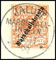 3 Pf Jaluit-Ausgabe Hellockerbraun Tadellos Auf Briefstück Mit Zentrischem Stempel "JALUIT 15/11/99", Gepr.... - Marshall Islands