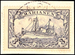 3 Mark Kaiseryacht Auf Kleinem N, Gepr. Fischer, Mi. 160.-, Katalog: 18 BS3 Mark Imperial Yacht On... - Islas Maríanas