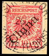 TSINTANFORT MARINE-FELDPOST 26/1 98 Auf Briefstück China 10 Pf. Krone/Adler Diagonaler Aufdruck, Katalog: V3I... - Kiautchou