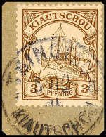 TSINGTAU A 5/12 05, Arge Type 10 A, Klar Auf Briefstück 3 Pf. Kaiseryacht, Katalog: 5 BSTSINGTAU A 5 / 12... - Kiautchou