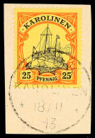 TRUK 18/11 13, Klar Auf Briefstück 25 Pf. Kaiseryacht, Katalog: 11 BSTRUK 18 / 11 13, Clear On Piece 25... - Carolines