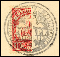 10 Pf. Halbiert, Linke Hälfte A. N, Gepr. Fischer, Mi. 70.-, Katalog: 9H BS10 Pf. Halved,... - Islas Carolinas