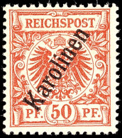 50 Pf. Steilaufdruck Tadellos Postfrisch, Mi. 160.-, Katalog: 6II **50 Pf. Steep Overprint In Perfect Condition... - Islas Carolinas