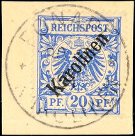 20 Pf. Diagonalaufdruck Tadellos Auf Briefstück, Gepr. Dr. Lantelme BPP, Mi. 160.-, Katalog: 4I BS20 Pf.... - Isole Caroline