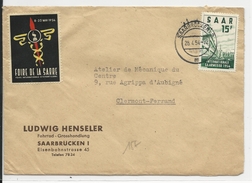 SAAR / SARRE - 1954 - VIGNETTE "FOIRE INTERNATIONALE" ! Sur ENVELOPPE De SAARBRÜCKEN - Cartas & Documentos