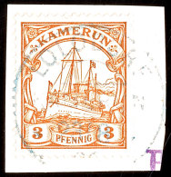 LOLODORF 23 8 06, Blau, Klar Und Zentrisch Auf Briefstück 3 Pf.Kaiseryacht, Katalog: 7 BSLOLODORF 23 8 06,... - Cameroun