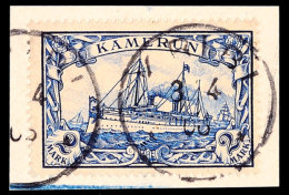 2 Mark Kaiseryacht Blau Tadellos Auf Briefstück, Gepr. Fischer, Mi. 90.-, Katalog: 17 BS2 Mark Imperial... - Cameroun
