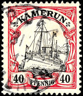 40 Pfg Kaiseryacht Gestempelt Mit Plattenfehler II, Dopp. Gepr. Jäschke-Lantelme BPP, Mi. 750.-, Katalog: 13II... - Cameroun