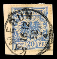 20 Pf. Krone/Adler Blau Auf Briefstück, Klar Und Zentrisch Gestempelt KAMERUN 16/12 92, Gepr. R.F.Steuer BPP,... - Camerún