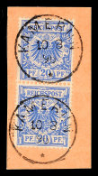 20 Pf. Krone/Adler Violettultramarin, 2 Stück Als Paar Auf Postanweisungsausschnitt (dieser Mittig Gefaltet),... - Camerún