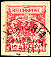 10 Pf. UV Ocker Tadellos Auf Briefstück Mit Stempel VIKTORIA (KAMERUNGEBIET) (Steuer 8-fach), Tiefst Gepr.... - Cameroun