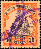 Soldatenbrief-Stempel Violett Auf 30 Pf. Kaiseryacht, Katalog: 16 OSoldier Letter Postmark Violet On 30 Pf.... - Sud-Ouest Africain Allemand