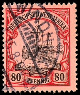 WINDHUK A ? 1.15, Kriegsdatum Klar Auf 80 Pf. Kaiseryacht (punkthelle Stelle), Gepr. Jäschke-L BPP, Katalog:... - Sud-Ouest Africain Allemand