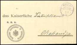 WALDAU 4 11 14, Kriegsdatum, Klar Auf Dienstbrief (Meterologische Beobachtungen) Nach Okahandja Mit Ank.stpl. ... - África Del Sudoeste Alemana