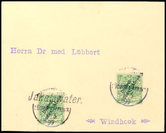 JAKALSWATER Mit Wanderstempel 1/5 99 Auf Brief Mit 2mal 5 Pf. Krone/Adler (1mal Ohne Ortsstempel) Nach Windhoek Mit... - África Del Sudoeste Alemana