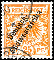 25 Pf Gelblichorange Tadellos Gestempelt, Tiefst Gepr. Bothe BPP, Mi. 500,--, Katalog: 9a O25 Pf Yellowish... - África Del Sudoeste Alemana