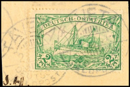 TAVETA , 2mal Auf Briefstück 2 Rupien Kaiseryacht  (Marke Abgelöst), Katalog: 20 BSTAVETA, Two Times... - África Oriental Alemana