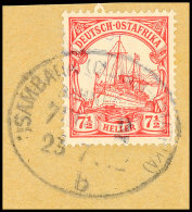 USAMBARA (DEUTSCH-OSTAFRIKA) BAHNPOST ZUG 2 B / 23.7.12, Klar Auf Briefstück 7½ H. Kaiseryacht,... - Afrique Orientale