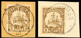 MUHESA 3/2 01 Und WUGIRI 28/4 05, Je Klar Und Zentrisch Auf Briefstück 2 Pesa Schiffszeichnung, Katalog: 11(2)... - África Oriental Alemana