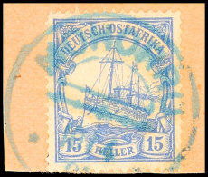 MOHORRO 10/4 06 Klar Und Zentrisch Auf Postanweisungsausschnitt 15 Heller Schiffszeichnung, Katalog: 25... - África Oriental Alemana