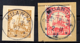 MUANZA 2 2 07 Und MUANSA 2 11 12, Je Klar Und Zentrisch Auf 2 Briefstücken 2½ Bzw. 7½ Heller... - Afrique Orientale