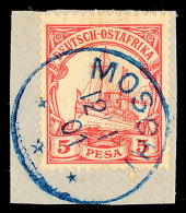 MOSCHI 12/1 01, Blau Und Klar Auf Briefstück 5 Pesa Kaiseryacht, Katalog: 13 BSMOSCHI 12 / 1 01, Blue And... - África Oriental Alemana