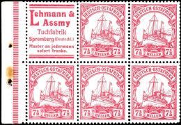 7 1/2 Heller Heftchenblatt Mit Reklame "Lehmann & Assmy" Postfrisch, Sehr Gut Gezähnt Und Bis Auf... - África Oriental Alemana