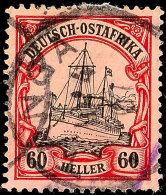 60 H Kaiseryacht Mit Plattenfehler "fehlende Dampfzeichnung" O Min. Dopp. Erh. Gepr. Jäschke-L.... - África Oriental Alemana