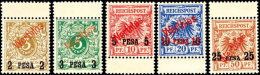 2 - 25 Pesa Aushilfsausgabe 1893, Komplette Serie Von 5 Werten (je Mit Anhängendem Zwischensteg) Als So... - África Oriental Alemana