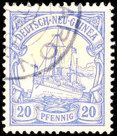 (M)ARON, Teilstempel Auf 20 Pf. Kaiseryacht, Katalog: 10 O(M) ARON, Part Of Cancellation On 20 Pf. Imperial... - Nouvelle-Guinée