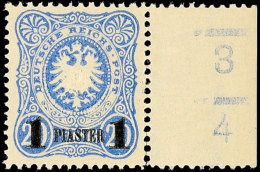 1 Piaster Auf 20 Pf. Tadellos Postfrisch Vom Rechten Bogenrand, Noch Völlig Unsigniert, Mi. 100.-, Katalog:... - Turquia (oficinas)