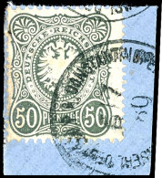 50 Pfennige Graugrün Tadellos Auf Leinenbriefstück, Gestempelt Const. KDPA 6/7 90, Mi. 360,--, Katalog:... - Turquia (oficinas)