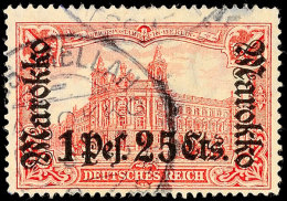 FES-MELLAH KK A 1?.3.13 Auf 1 Pes.25 Cts Auf 1 Mark (1/2 Zähne), Gepr. Bothe BPP, Katalog: 55IA... - Marruecos (oficinas)