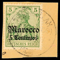 FES-MELLAH (CC), Auf Briefstück 5 C. Auf  5 Pf. Germania, Katalog: 22 BSFES-MELLAH (CC), On Piece 5 C. On... - Maroc (bureaux)