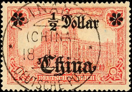 1/2 Dollar Auf 1 Mark In B-Zähnung Tadellos Gestempelt, Mi. 85.-, Katalog: 34B O1 / 2 Dollar On 1 Mark In... - Chine (bureaux)