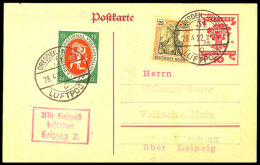 1922, DRESDEN-NEUST. LUFTPOST 24.4.22 Auf Luftpost-GSK Ohne Text Nach Volkach Mit Best.-Stempel Von Leipzig ... - Andere & Zonder Classificatie