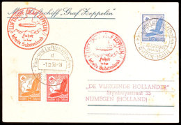 1938, Sudetenland-Fahrt LZ 130, Abwurf Reichenberg, Postkarte Mit Steinadler-FlugpostmarkenFrankatur Nach HOLLAND,... - Andere & Zonder Classificatie