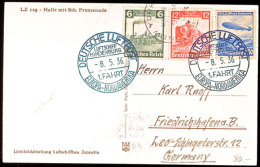 1936, 1. Nordamerikafahrt LZ 129, Bordpost, Hübsch Frankierte Bildpostkarte "LZ 129 - Halle Mit Steuerbord... - Andere & Zonder Classificatie