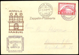 Zürichfahrt 1931, Bordpost Mit Zusatzstempel Der Mophila Hamburg, Vordruckpostkarte Mit 1 RM Zeppelin Und... - Otros & Sin Clasificación