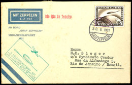 1931, 1.SAF, Brief Mit 4 RM Zeppelin (min. Alterungsspuren Ordnungshalber Erwähnt), Bordpost 30.8. Bis Rio De... - Autres & Non Classés