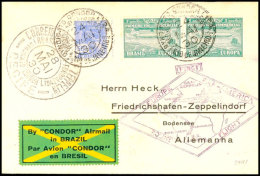 1930, SAF, Brasilianische Post, Brief Mit Sondermarken Paar 5000 Rs. Nach Friedrichshafen, Katalog: Si.59A... - Andere & Zonder Classificatie