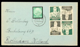 4+6 Pfg Stände 1934, 2 Kehrdrucke Als 4er-Block Mit 5 Pfg Hindenburg-Trauer Portorichtig Auf Auslandsbrief... - Otros & Sin Clasificación